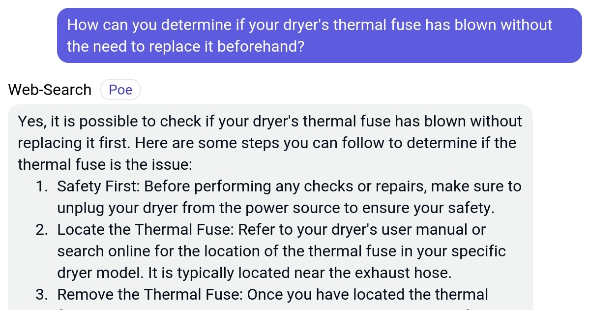 How can you determine if your dryer's thermal fuse has blown without the need to replace it