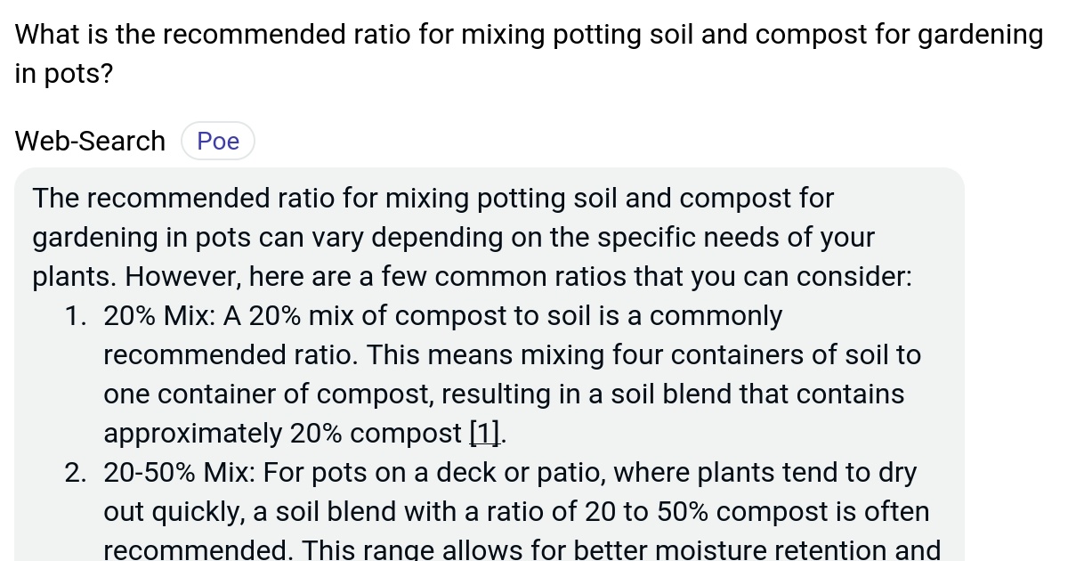 What is the ratio for mixing potting soil and compost for