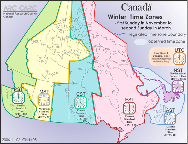 Why does Canada have 6 different time zones? Quora