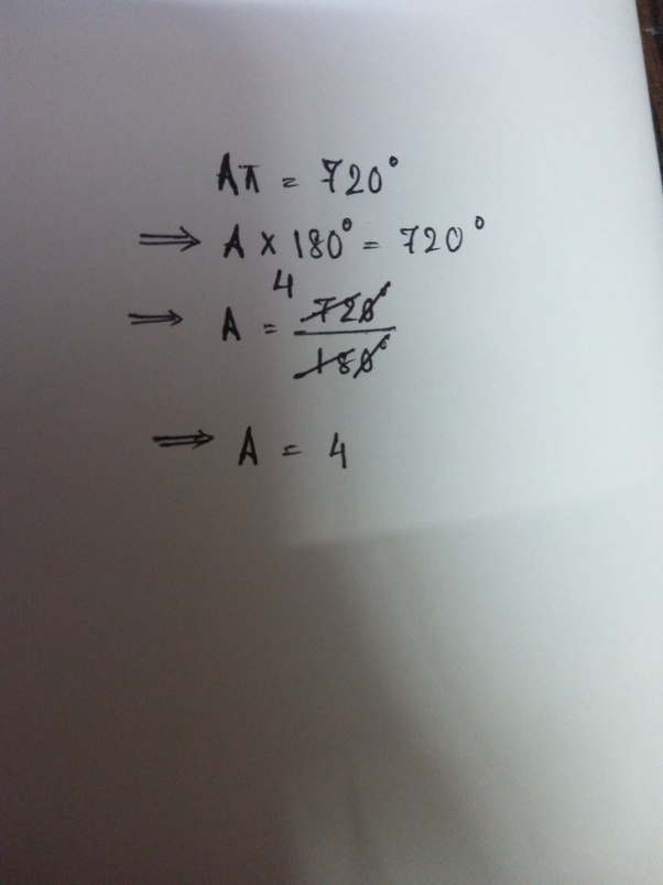 The number of radians in a 720degree angle can be written as Aπ, where