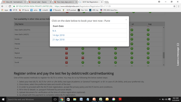 How many days prior do I need to book my IELTS exam? Quora
