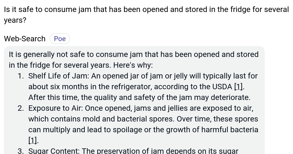 Is it safe to consume jam that has been opened and stored in the fridge