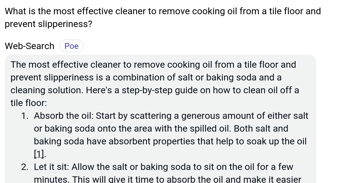 What is the most effective cleaner to remove cooking oil from a tile