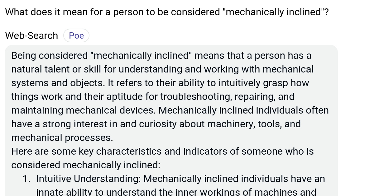 What does it mean for a person to be considered "mechanically inclined