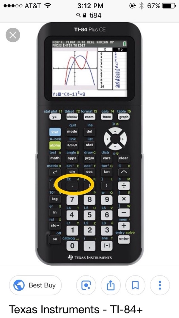 Where is the comma button on the TI84 Plus? Quora