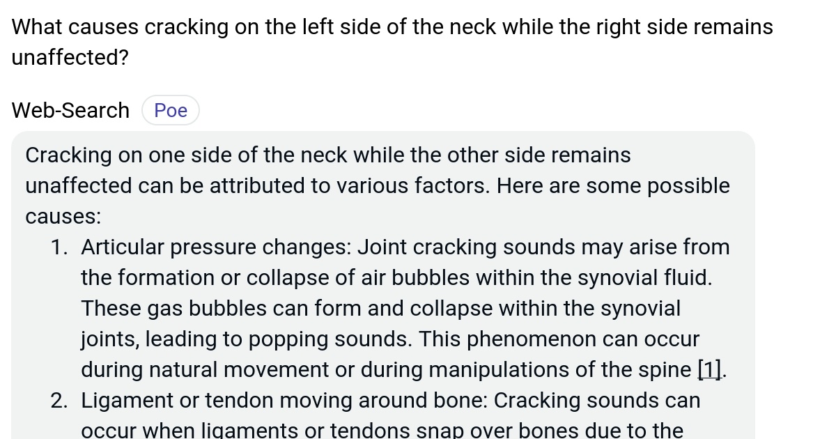 What causes cracking on the left side of the neck while the right side