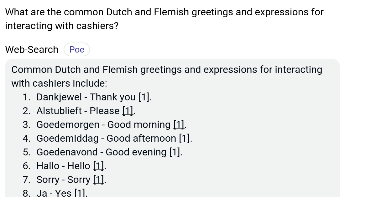What are the common Dutch and Flemish greetings and expressions for