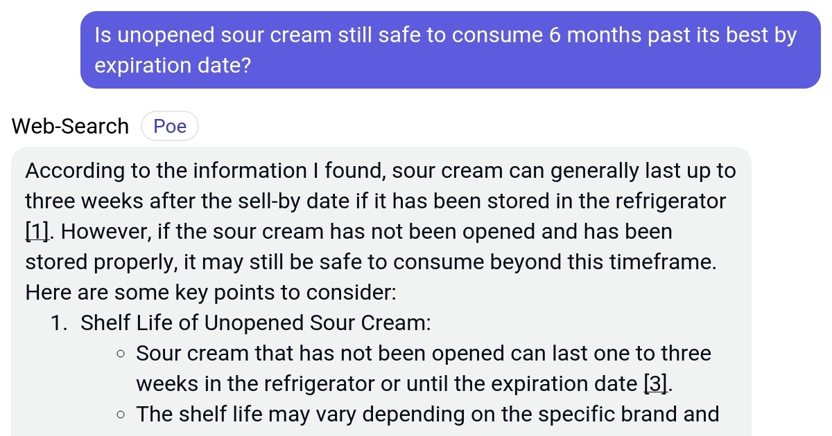 Is unopened sour cream still safe to consume 6 months past its best by