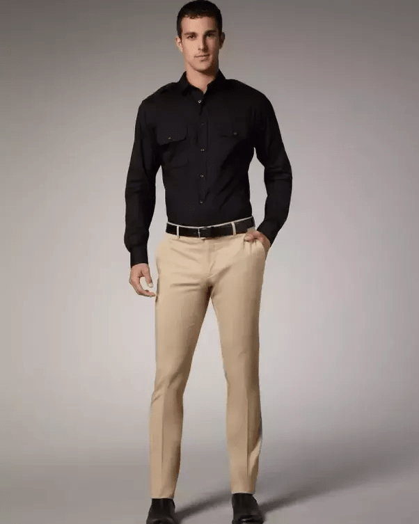 Is it okay to wear a black shirt with khaki pants? Quora