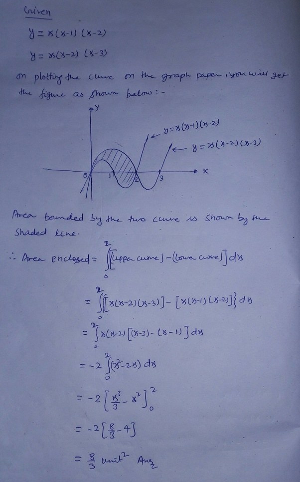 What's the area enclosed by the curves [math]y=x(x1)(x2)[/math] and