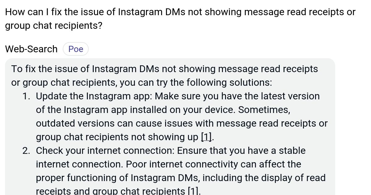 How can I fix the issue of Instagram DMs not showing message read