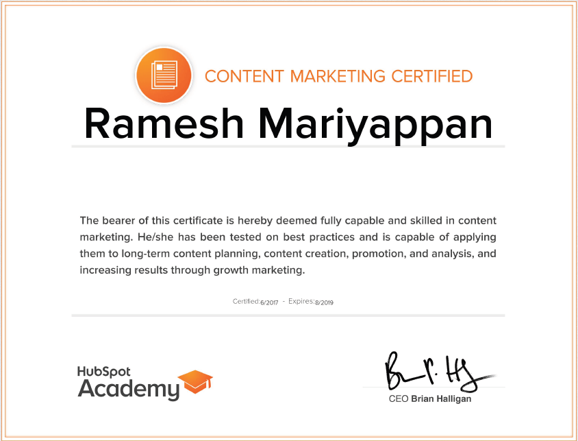 Software análisis técnico Hubspot academy content certification