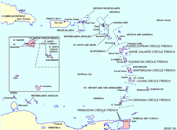 What are some examples of French speaking countries in the Caribbean