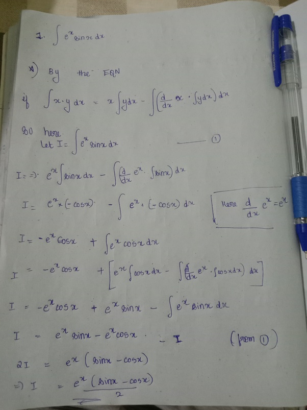 What is the integral of e^x sin x dx? Quora