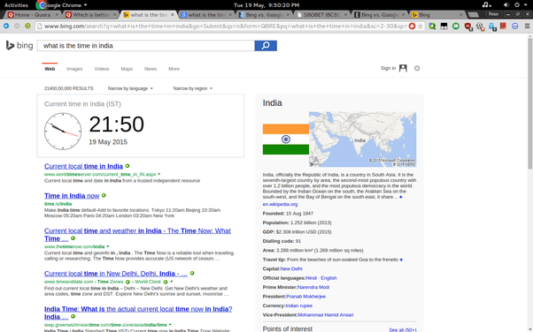 Which one is better Google or Bing? Why? Quora