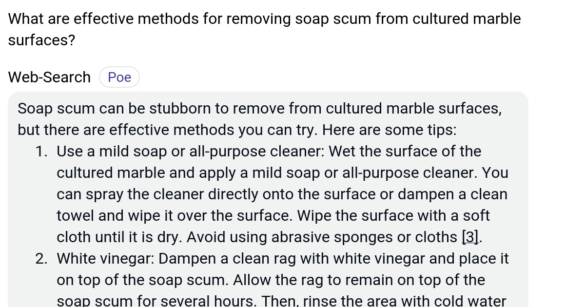 What are effective methods for removing soap scum from cultured marble