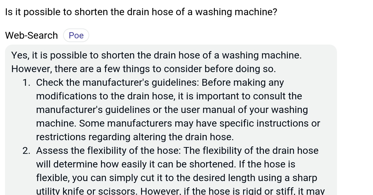 Is it possible to shorten the drain hose of a washing machine? Poe