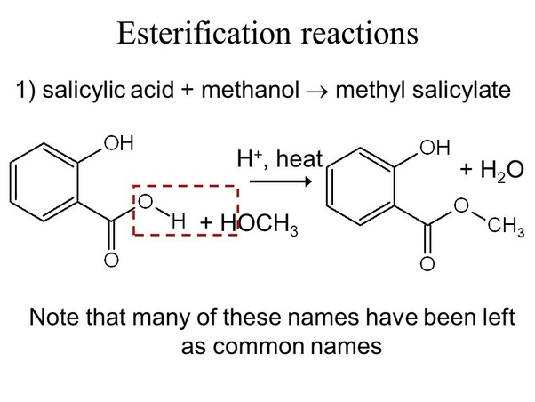What is the semi structural equation for the reaction between methanol