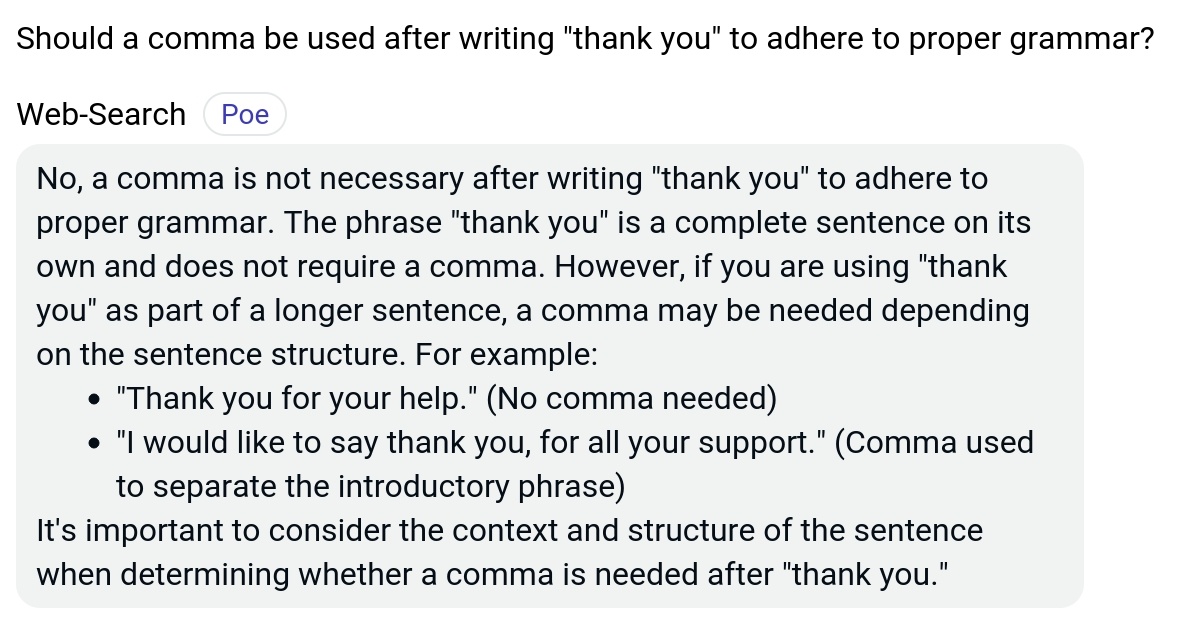 Should a comma be used after writing "thank you" to adhere to proper