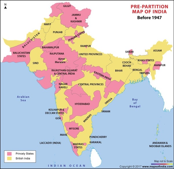 Map Of India In 1948 What would have happened in India if it hadn't been partitioned in 1947