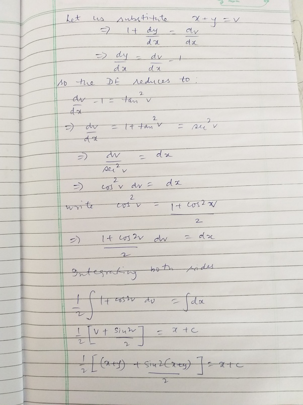 How to solve the following differential equation dy/dx = tan^2(x+y