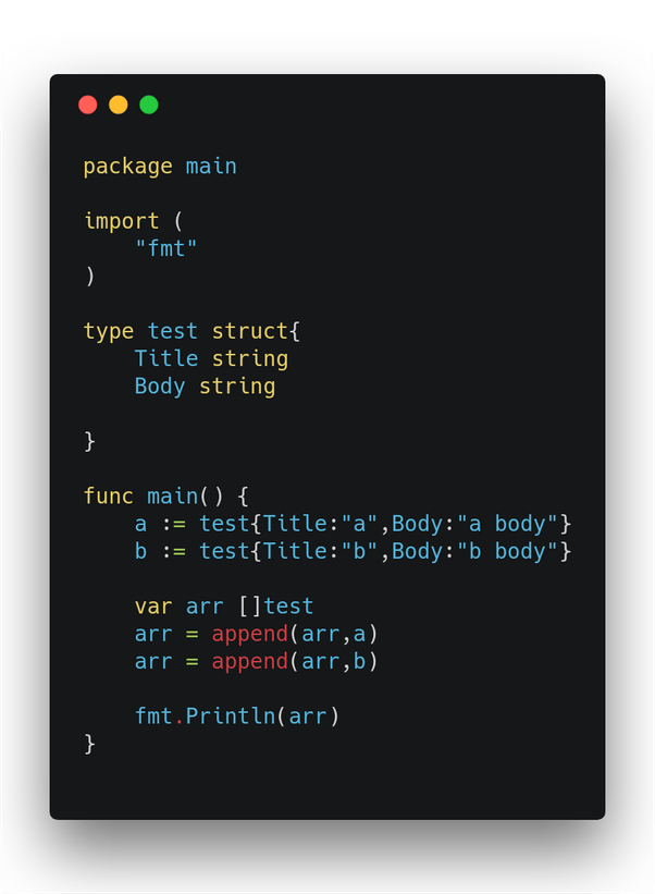 How to append in array of structure in Go Quora