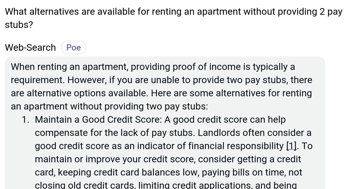 What alternatives are available for renting an apartment without