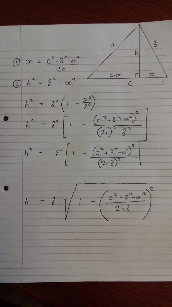How to calculate the altitude of a scalene triangle Quora