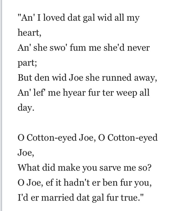 There are many versions of the lyrics of CottonEyed Joe. Which one is