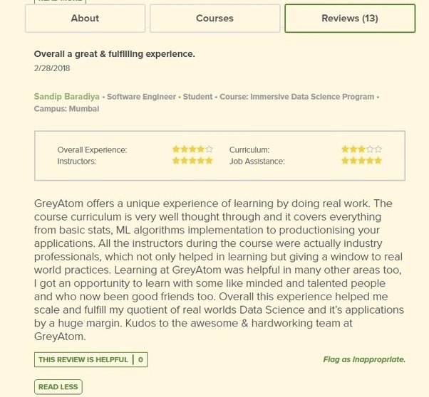 What do you think about the GreyAtom data science course content? Is it