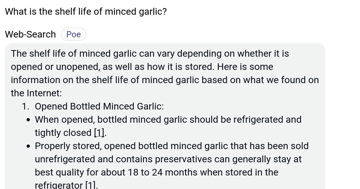What is the shelf life of minced garlic? Poe