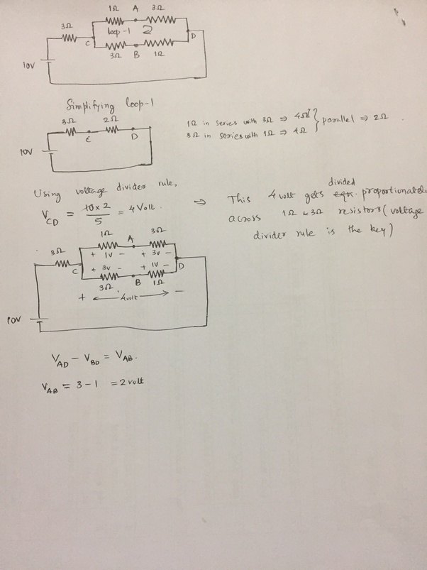 How to calculate the potential difference across two
