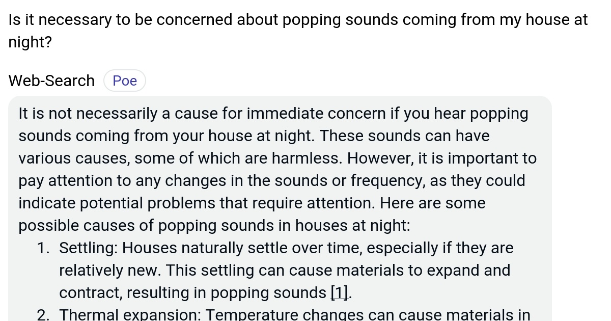 Is it necessary to be concerned about popping sounds coming from my