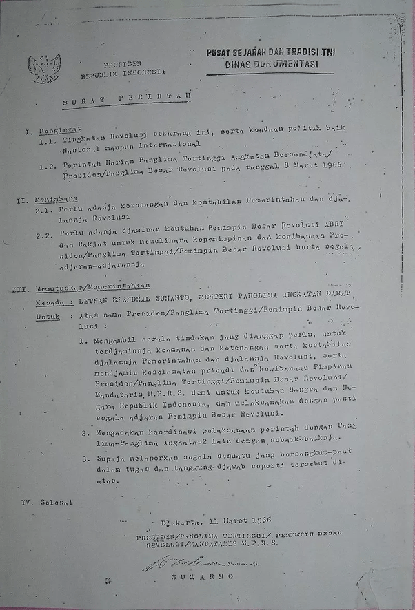 Apa itu Surat Perintah Sebelas Maret (Supersemar)? Quora