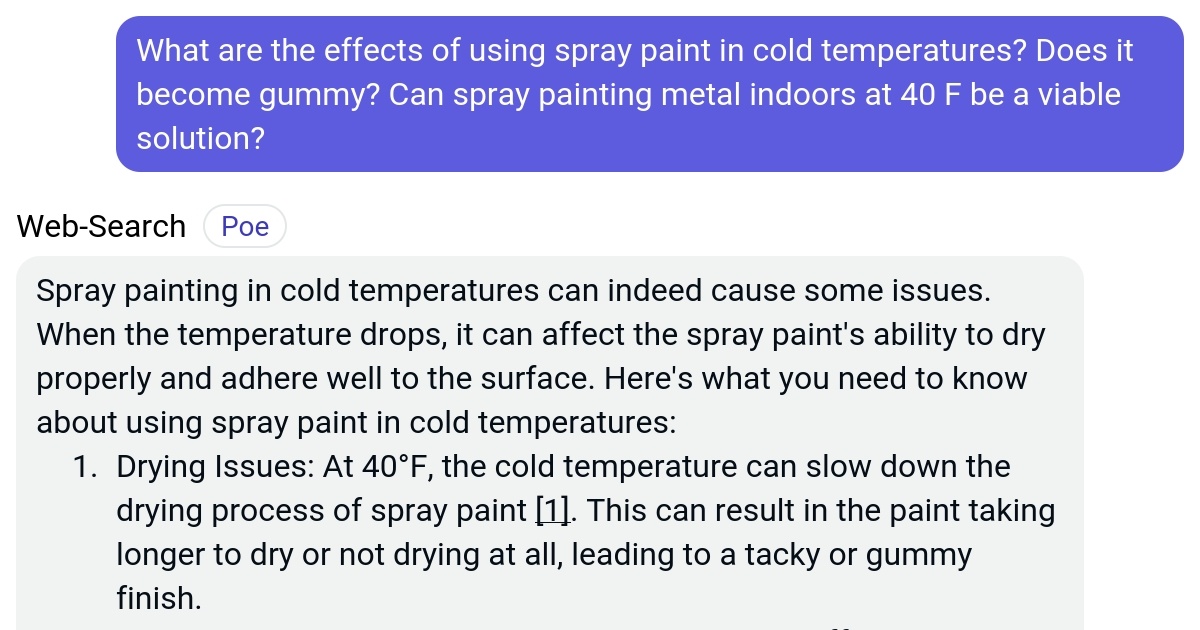What are the effects of using spray paint in cold temperatures? Does it