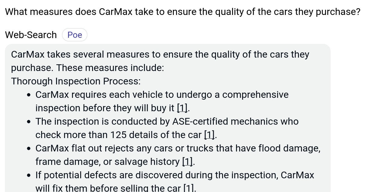 What measures does CarMax take to ensure the quality of the cars they