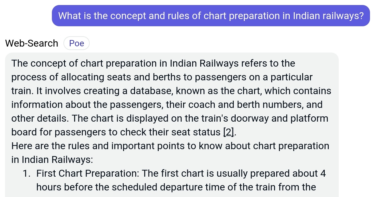 What is the concept and rules of chart preparation in Indian railways