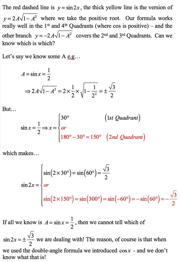 If sin x = A, what is the value of sin 2x in terms of A? Quora