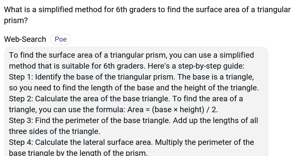 What is a simplified method for 6th graders to find the surface area of