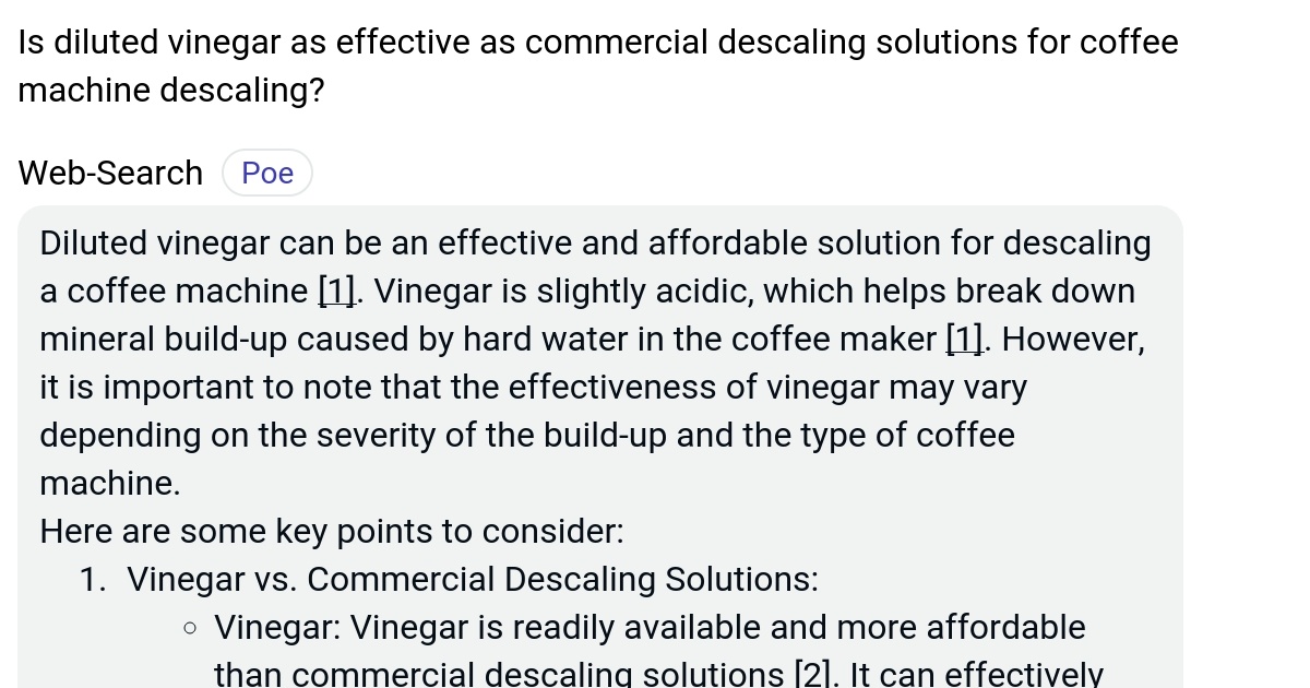 Is diluted vinegar as effective as commercial descaling solutions for