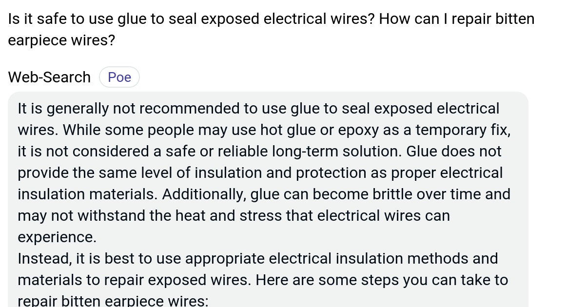 Is it safe to use glue to seal exposed electrical wires? How can I