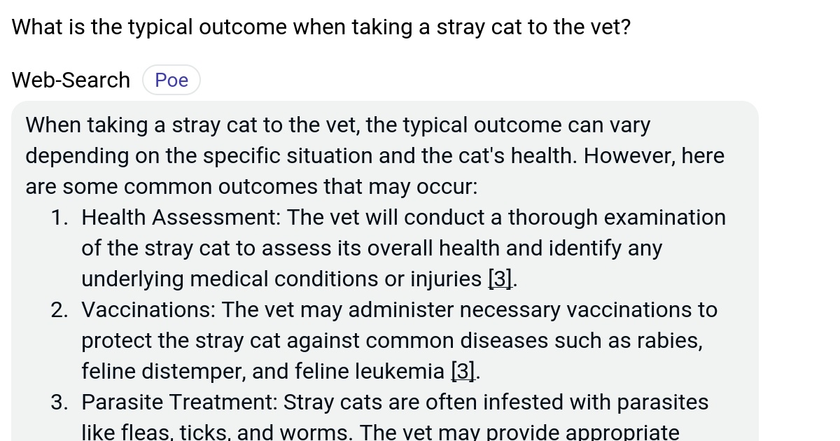 What is the typical when taking a stray cat to the vet? Poe