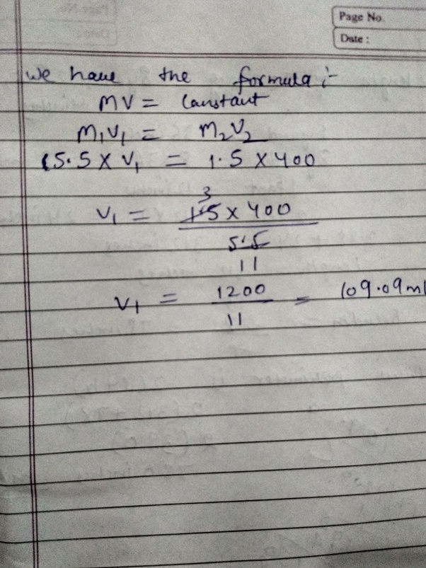 What is the formula you will use to calculate how many milliliters of 5