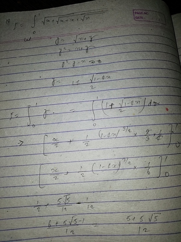 How to solve this [math]\displaystyle \int_{0}^{1} \sqrt{x+\sqrt{x+