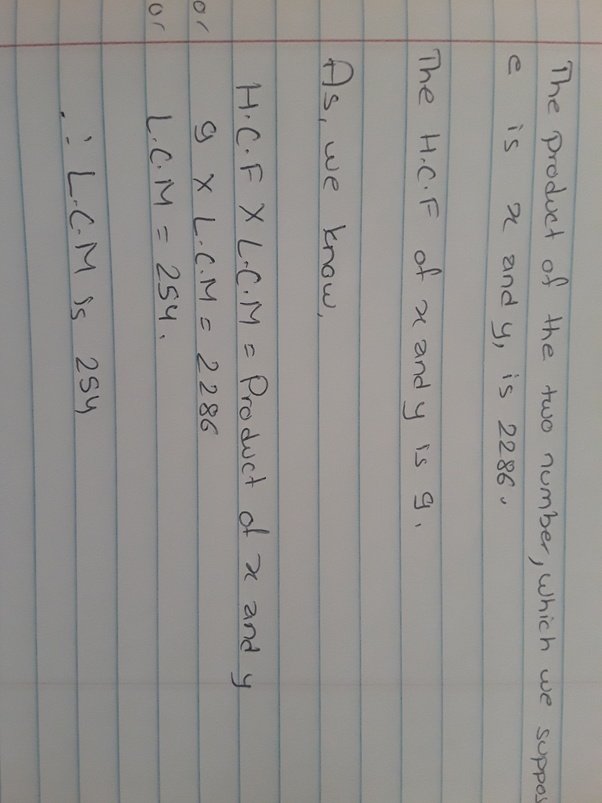 The product of two numbers is 2286. If their HCF is 9, what is their