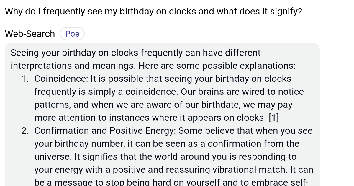 Why do I frequently see my birthday on clocks and what does it signify