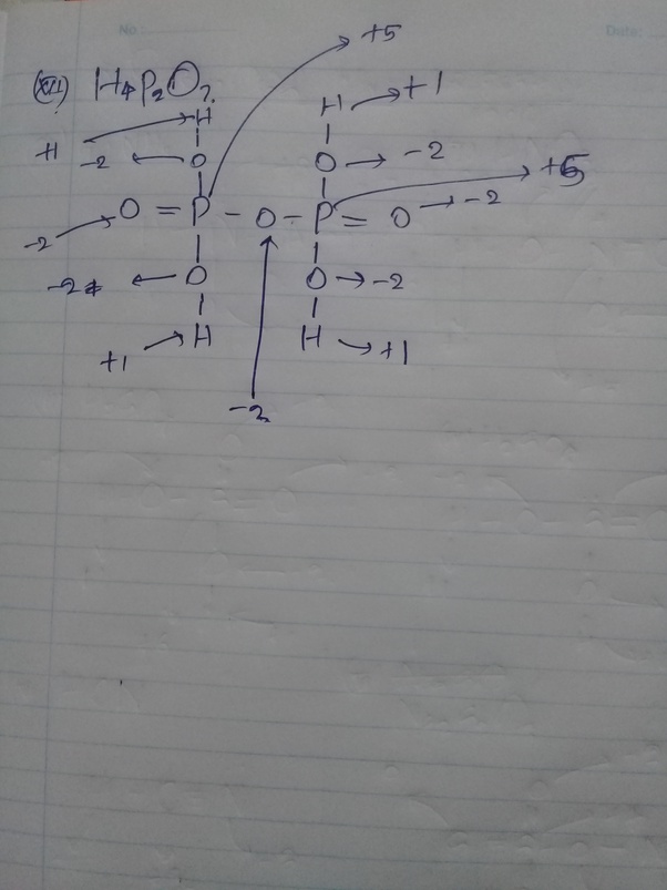 What is the oxidation number of P in H4P2O7? Quora