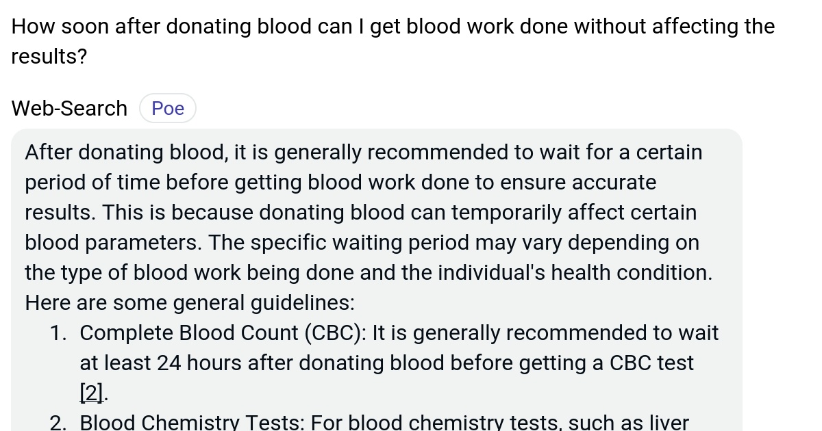 How soon after donating blood can I get blood work done without