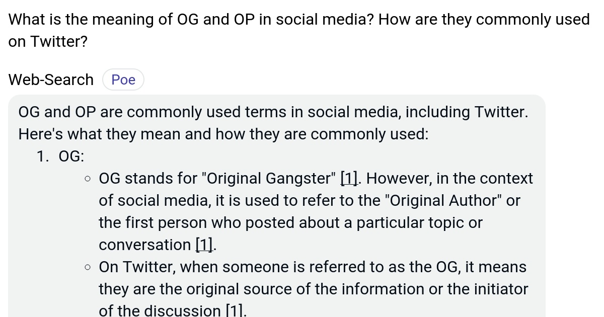 What is the meaning of OG and OP in social media? How are they commonly