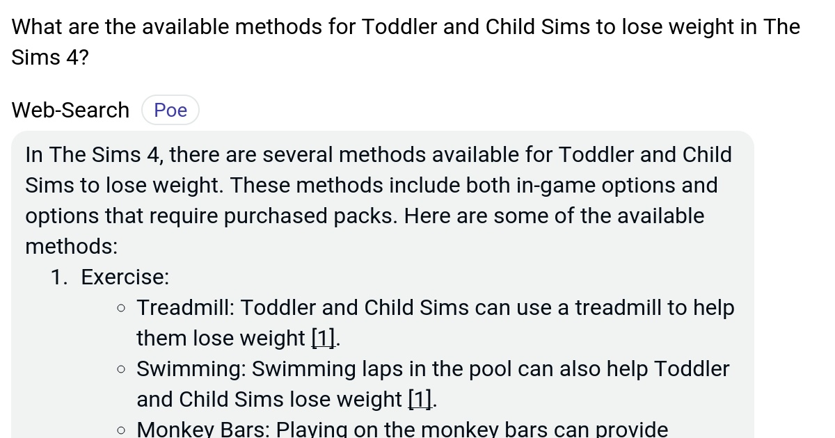 What are the available methods for Toddler and Child Sims to lose